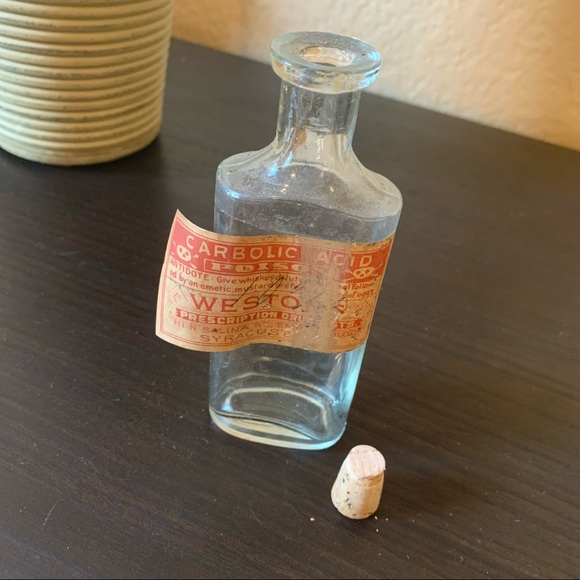 Antique apothecary carbolic acid poison antidote glass bottle - Picture 9 of 9